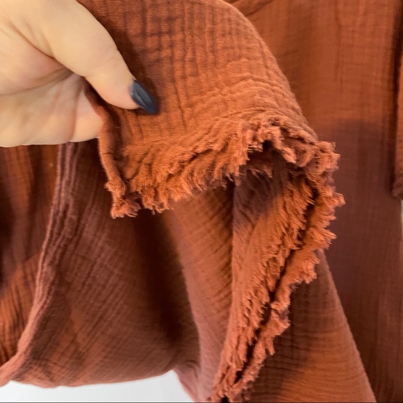 Eileen Fisher Red Organic Cotton Gauze Boxy Dress - Picture 5 of 7